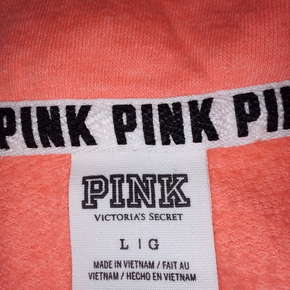 Victoria's Secret PINK bright coral and burgundy top zip sweatshirt L - Picture 7 of 7